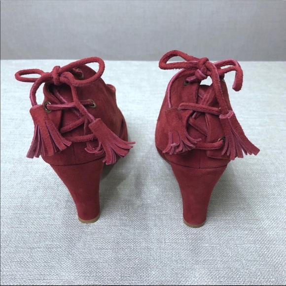 JEFFREY CAMPBELL Mabel Red Suede Booties 10 - Picture 4 of 7